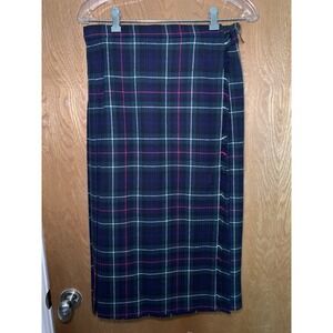 Vintage Clan Laird Women Wool Scottish Tartan Plaid Skirt Size 42 UK Size Pin